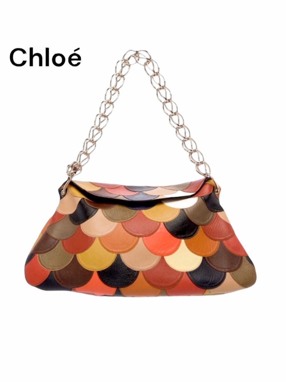 CHLOÉ Juana Colorblock Scallop Patchwork Shoulder Bag